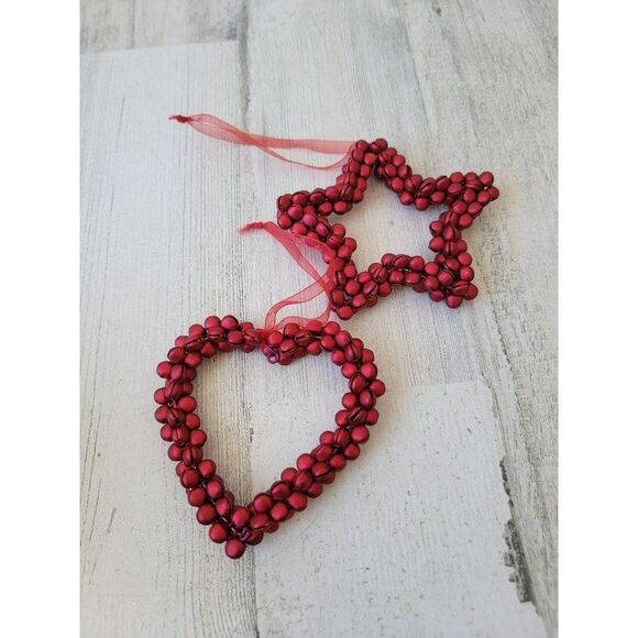 Mini bell wreath heart star red ornament set Xmas decor - Picture 7 of 7